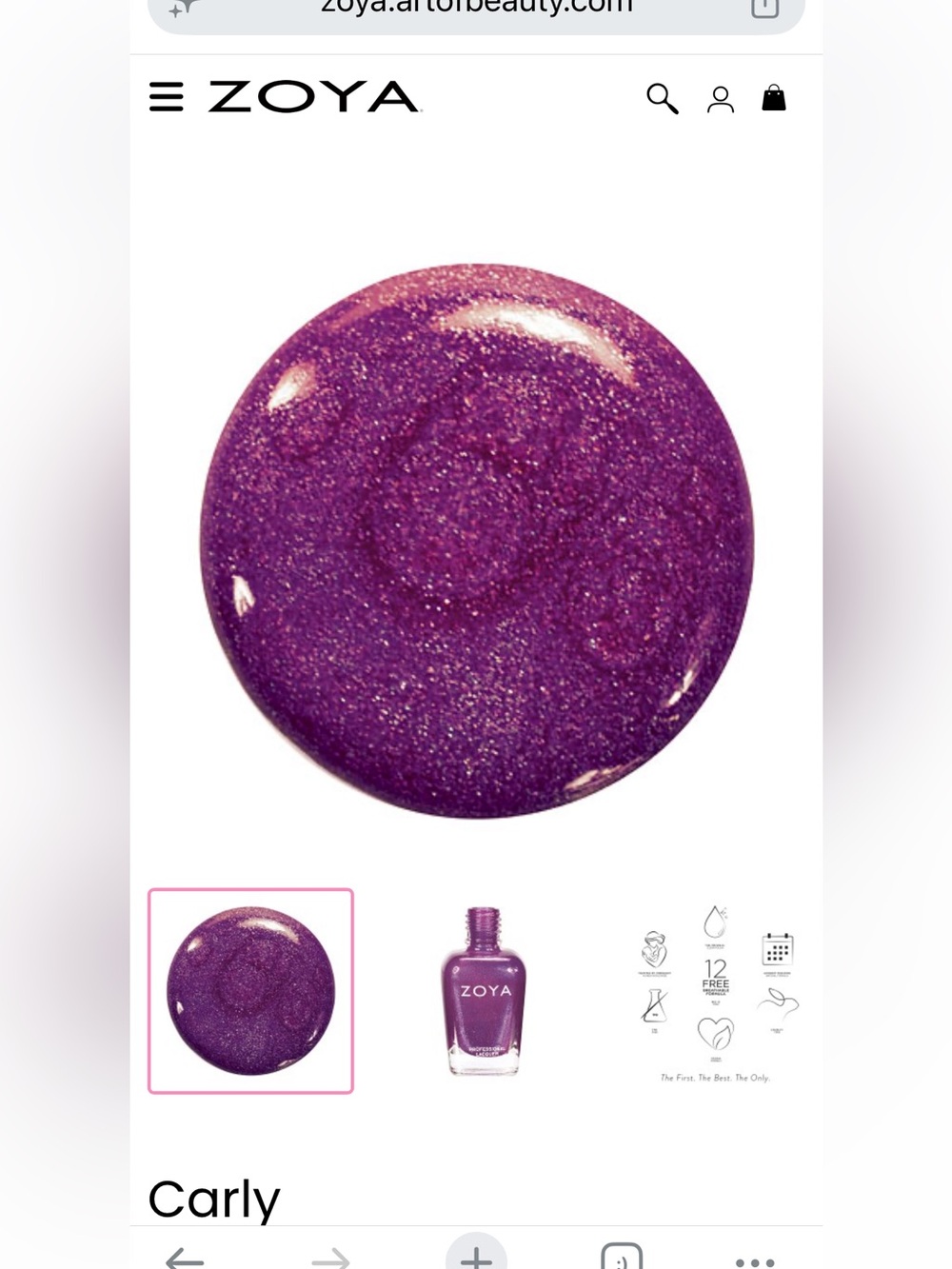 NWB Zoya Vegan Natural Carly- Purple Glitter Nail Lacquer